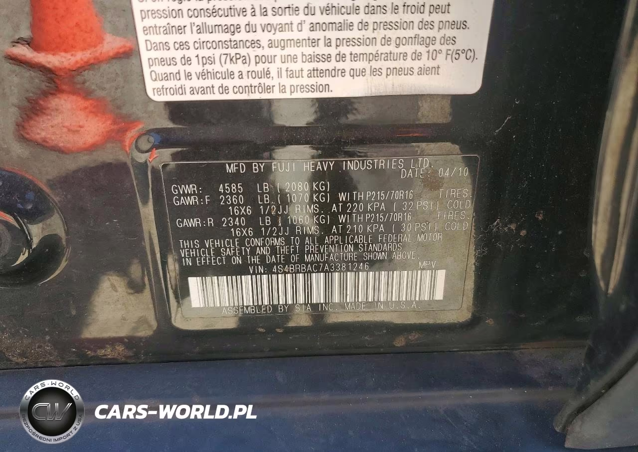 2010 Subaru Outback 2.5I VIN:4S4BRBAC7A3381246 - 14