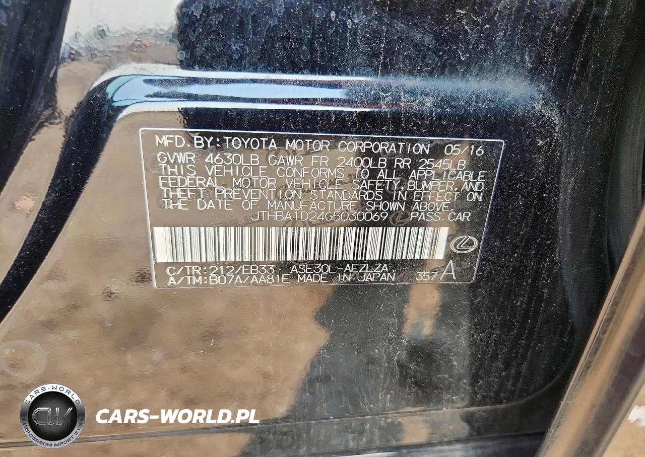 2016 Lexus Is 200T VIN:JTHBA1D24G5030069 - 12
