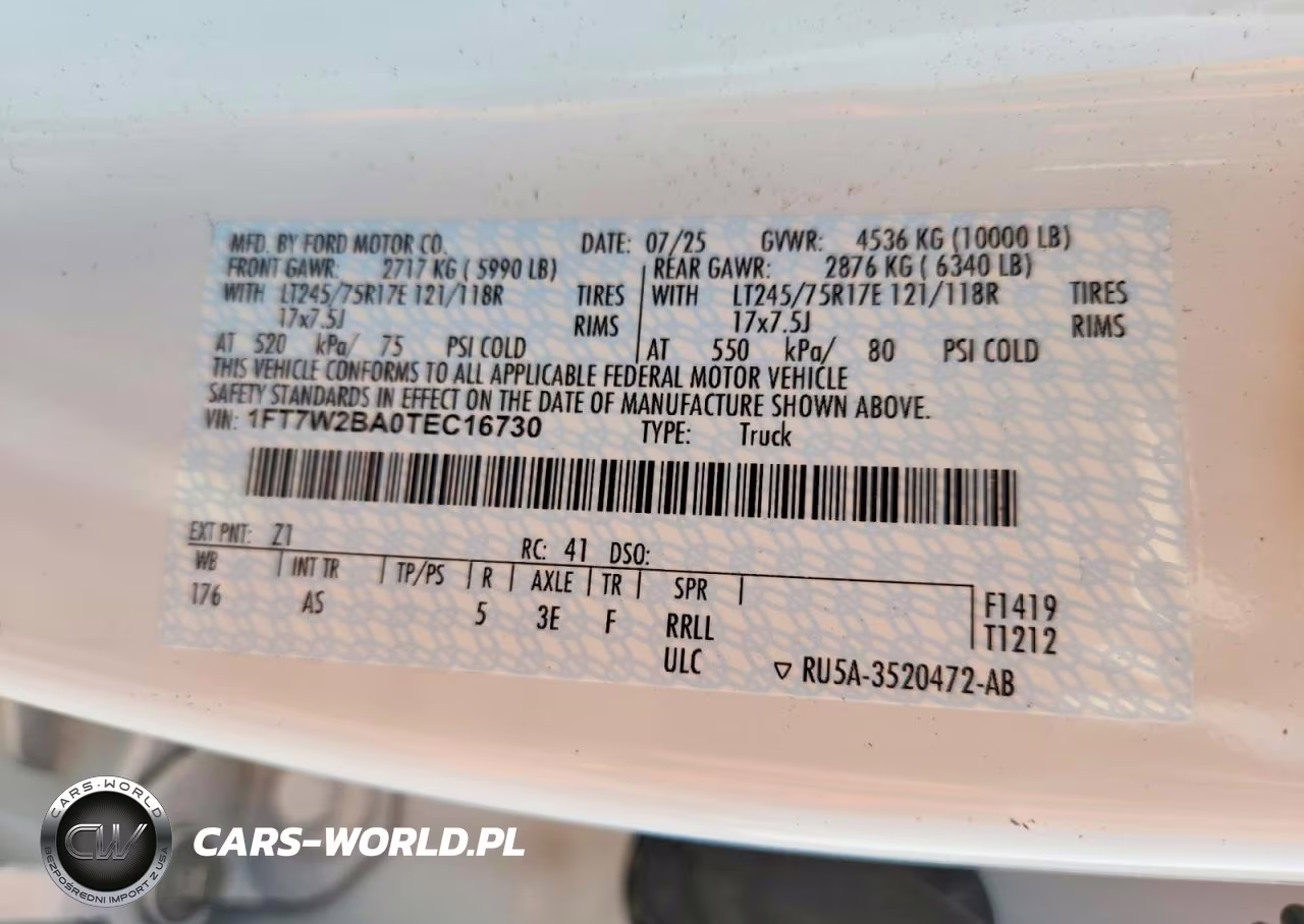 2026 Ford F250 Super Duty VIN:1FT7W2BA0TEC16730 - 12