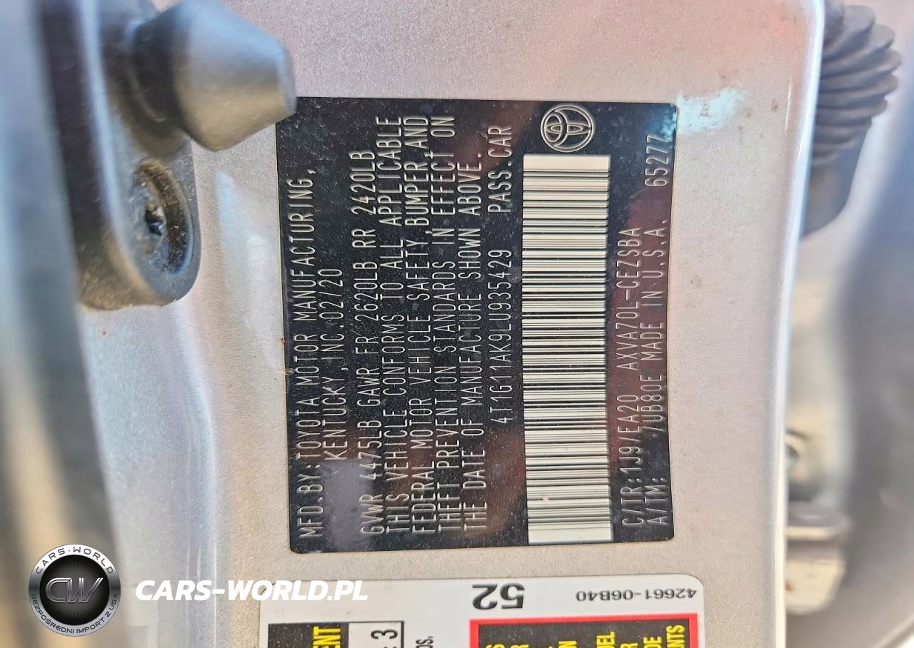2020 Toyota Camry Se VIN:4T1G11AK9LU935429 - 12
