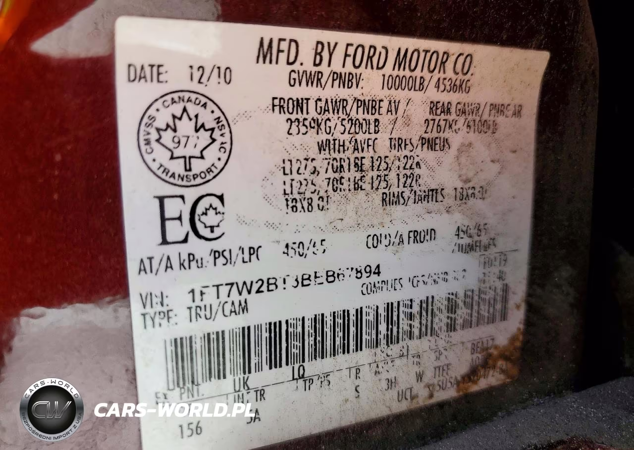 2011 Ford F250 Super Duty VIN:1FT7W2BT3BEB67894 - 12