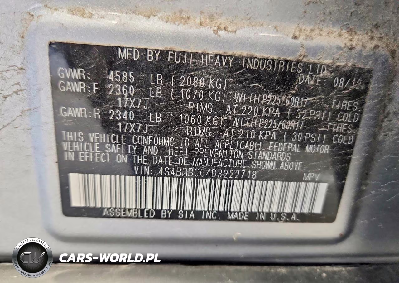 2013 Subaru Outback 2.5I Premium VIN:4S4BRBCC4D3222718 - 13