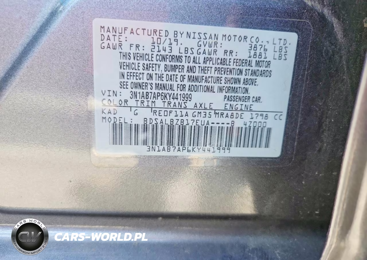 2019 Nissan Sentra S VIN:3N1AB7AP6KY441999 - 13