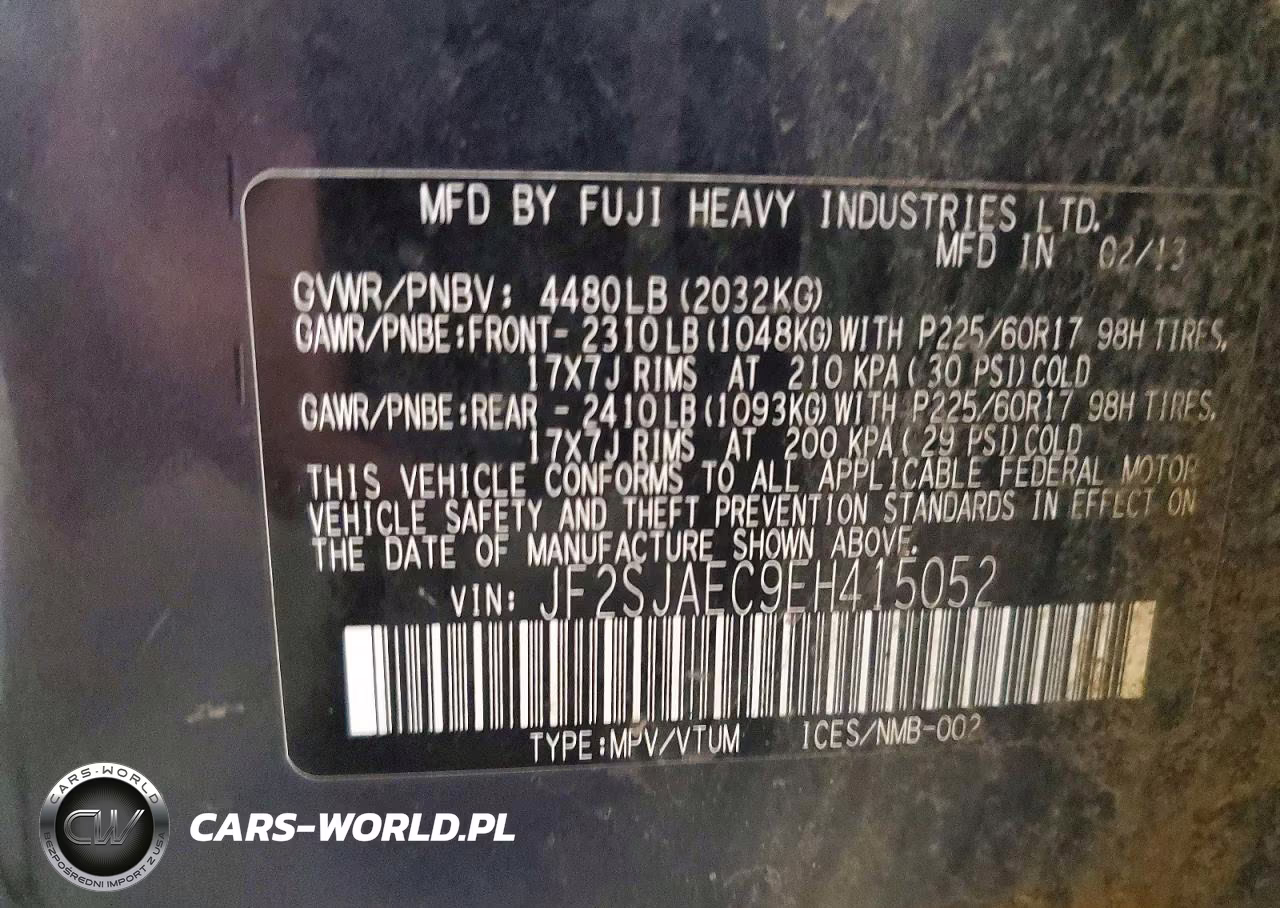 2014 Subaru Forester 2.5I Premium VIN:JF2SJAEC9EH415052 - 13