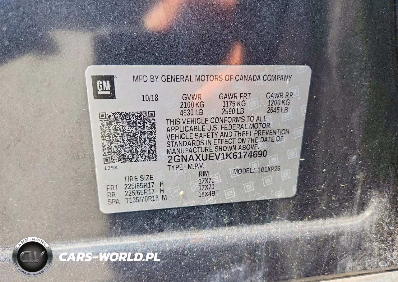 2019 Chevrolet Equinox Lt VIN:2GNAXUEV1K6174690 - 14