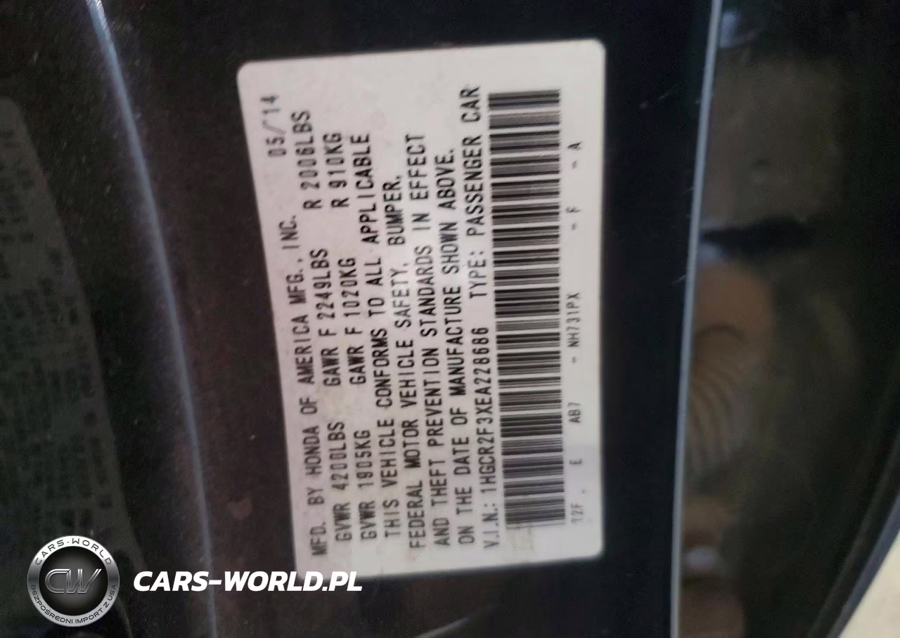 2014 Honda Accord Lx VIN:1HGCR2F3XEA228686 - 13