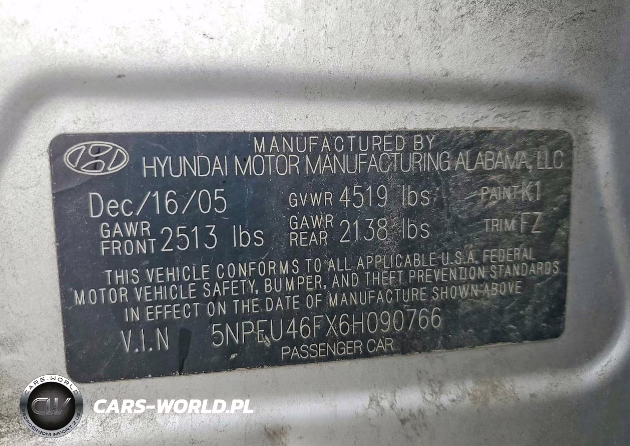 2006 Hyundai Sonata Gls V6 VIN:5NPEU46FX6H090766 - 12