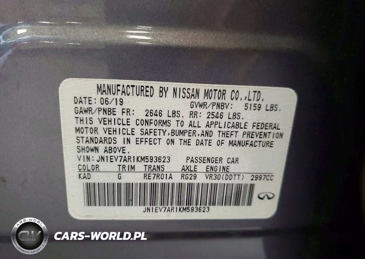 2019 Infiniti Q50 3.0T Luxe VIN:JN1EV7AR1KM593623 - 12