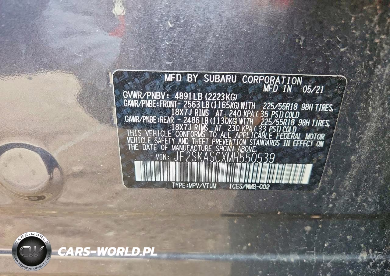 2021 Subaru Forester Limited VIN:JF2SKASCXMH550539 - 13