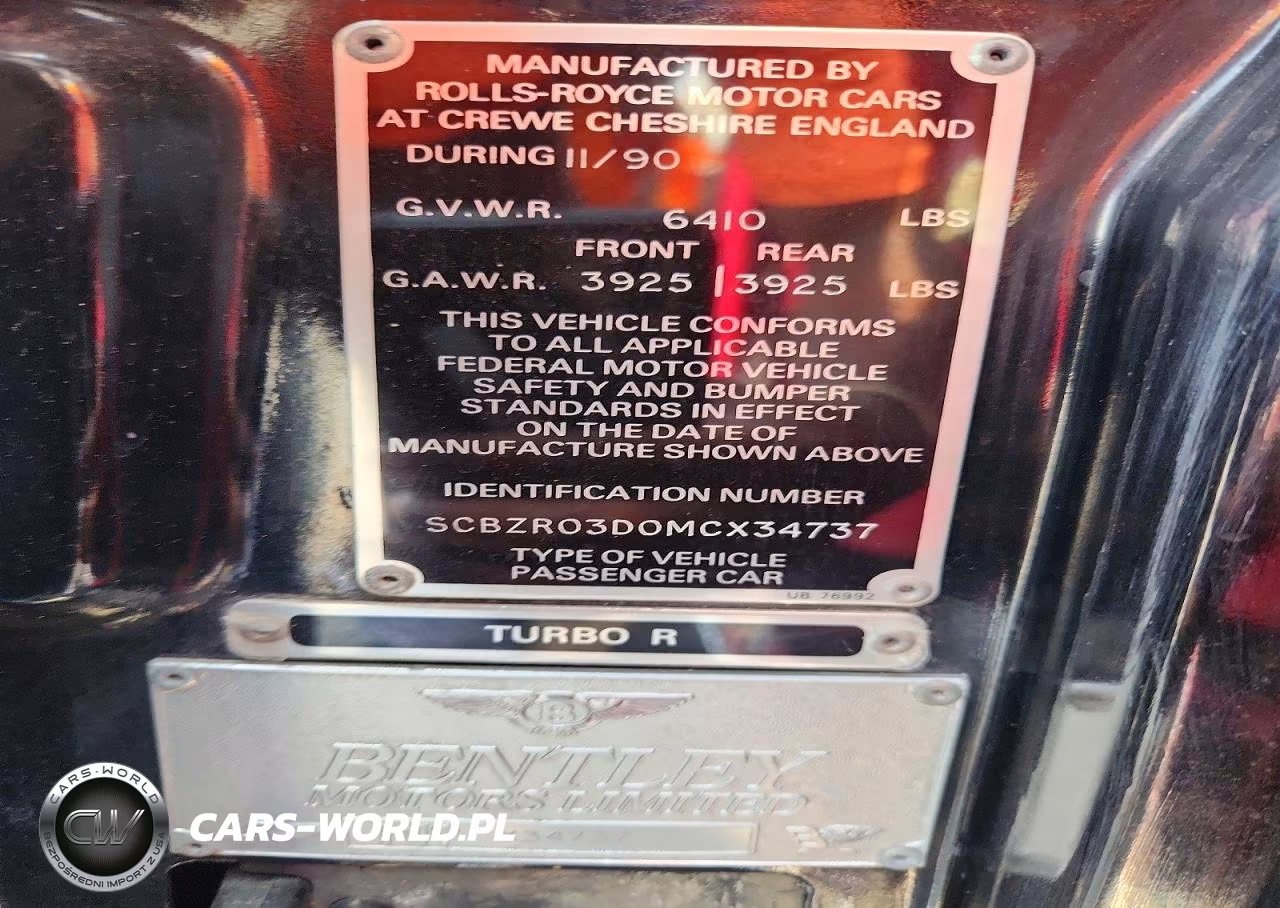 1991 Bentley Turbo R VIN:SCBZR03D0MCX34737 - 12