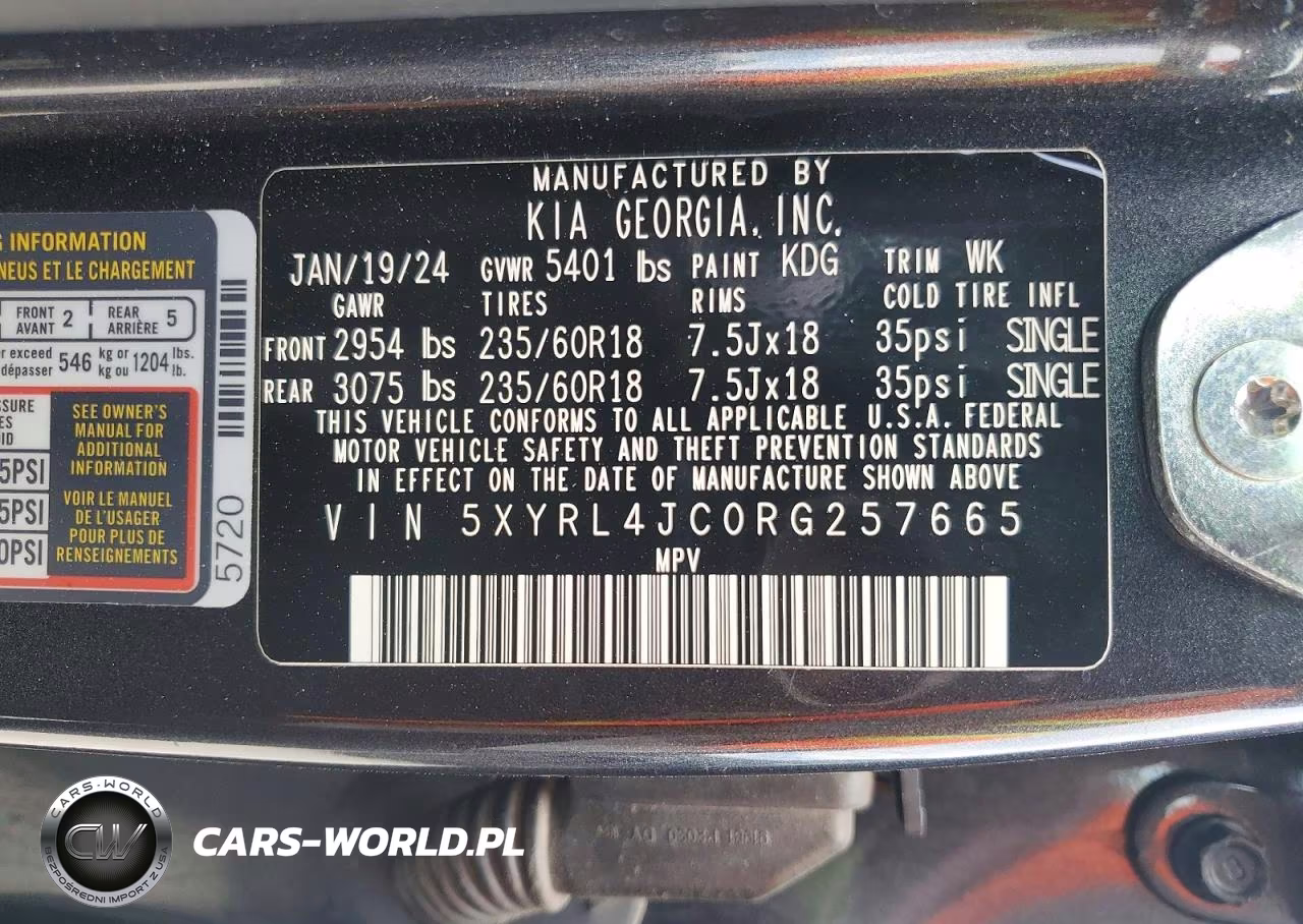 2024 Kia Sorento S VIN:5XYRL4JC0RG257665 - 14