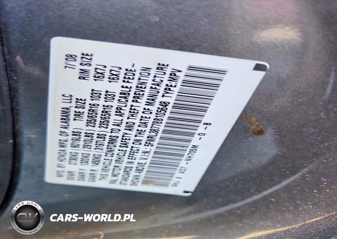 2008 Honda Odyssey Exl VIN:5FNRL38778B105648 - 14