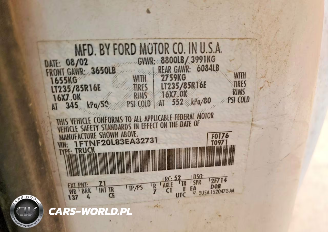 2003 Ford F250 Super Duty VIN:1FTNF20L83EA32731 - 12