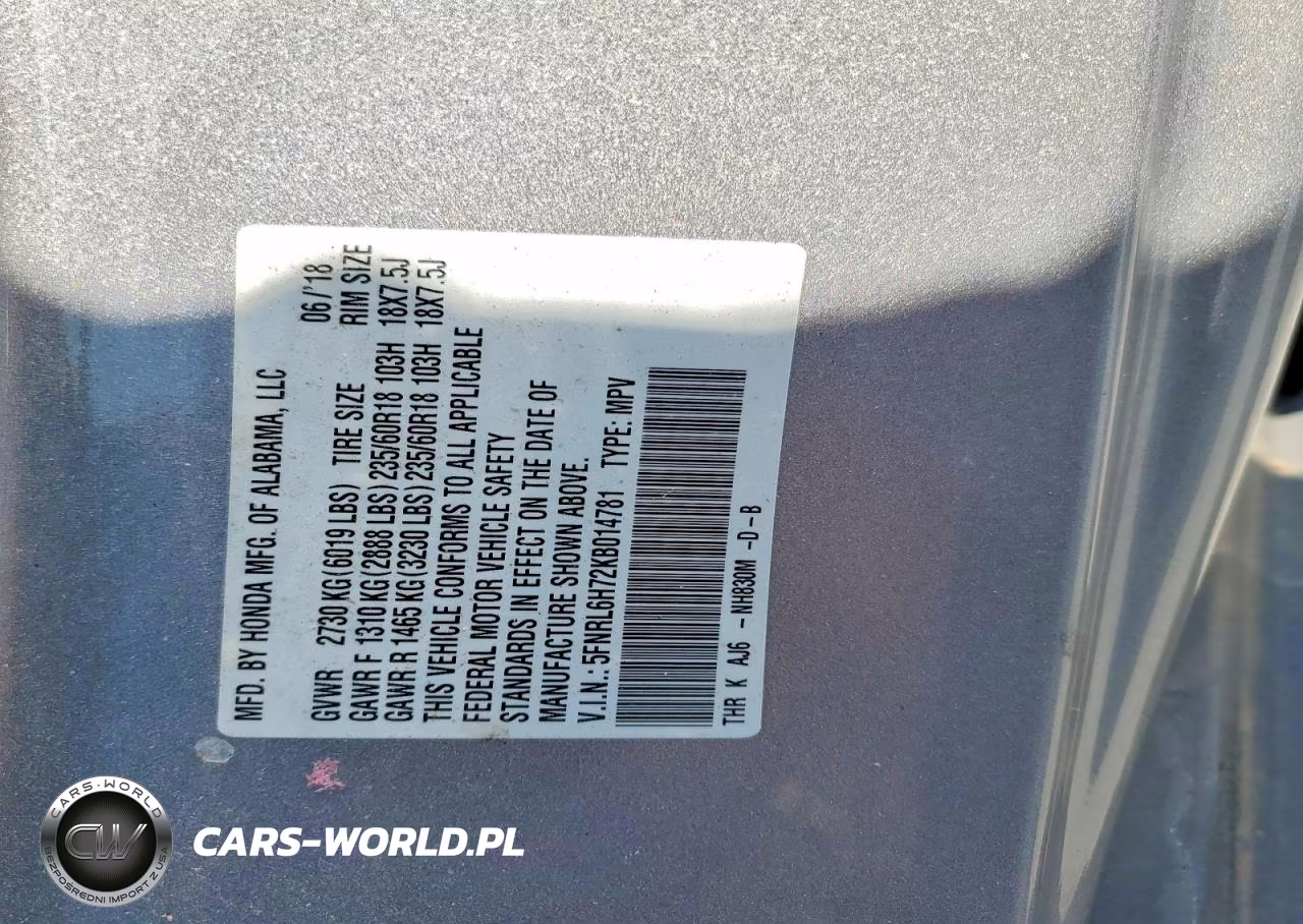 2019 Honda Odyssey Exl VIN:5FNRL6H72KB014781 - 13