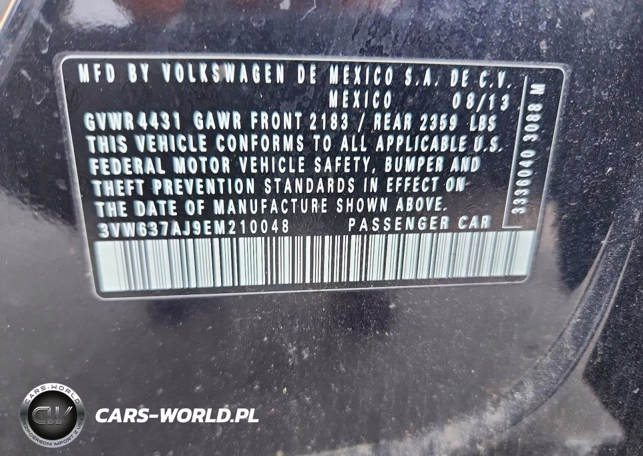 2014 Volkswagen Jetta Hybrid VIN:3VW637AJ9EM210048 - 12