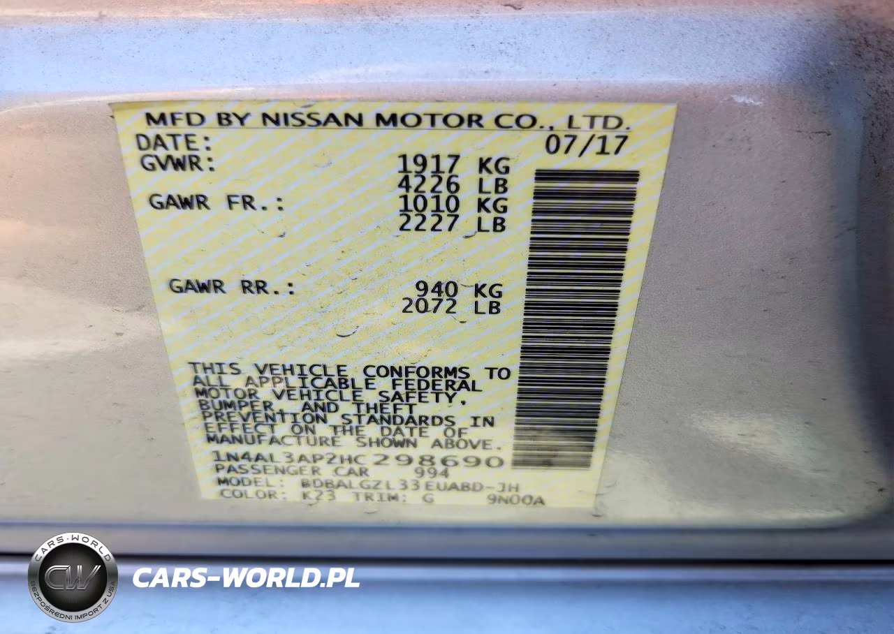2017 Nissan Altima 2.5 S VIN:1N4AL3AP2HC298690 - 12