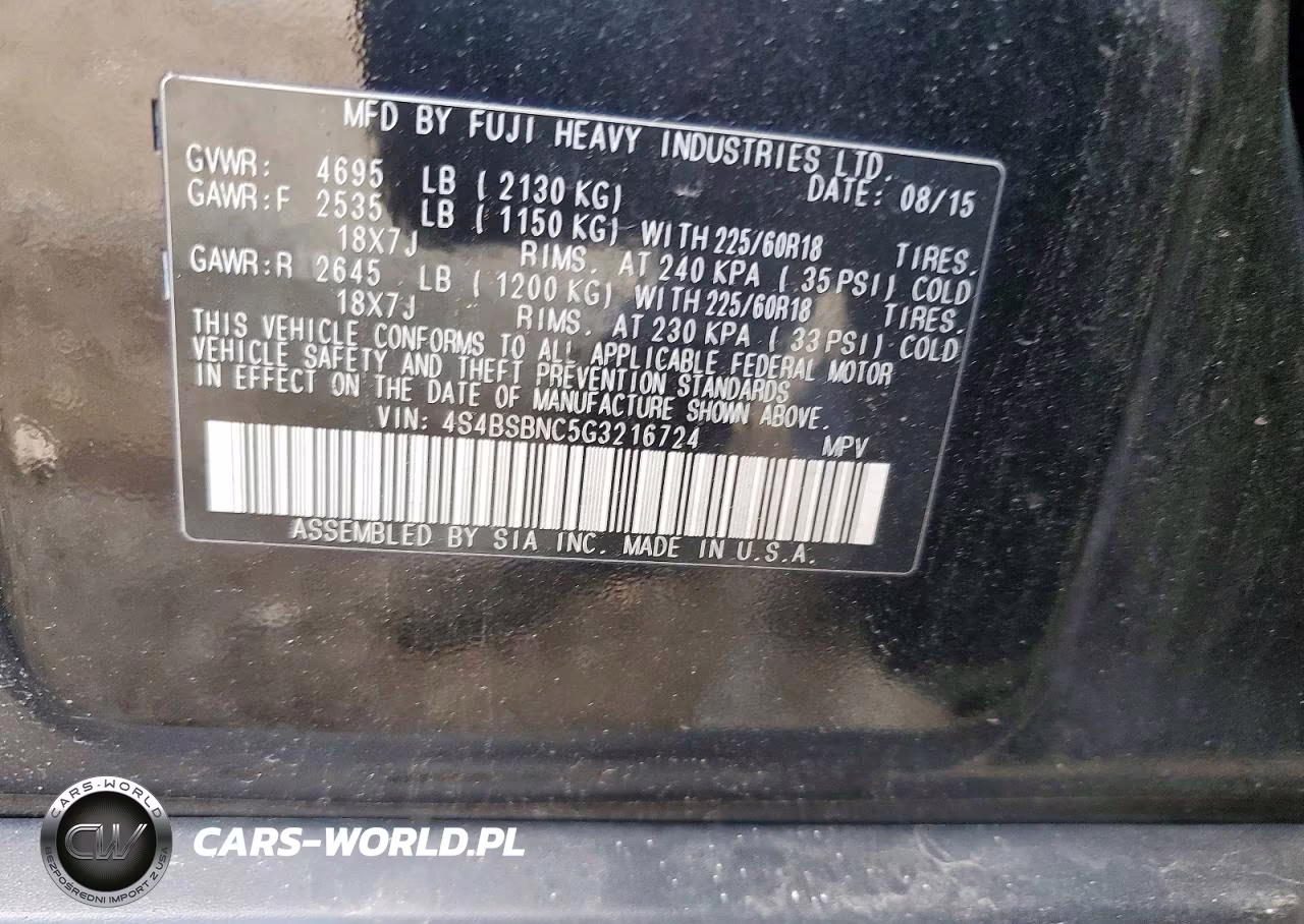 2016 Subaru Outback 2.5I Limited VIN:4S4BSBNC5G3216724 - 12