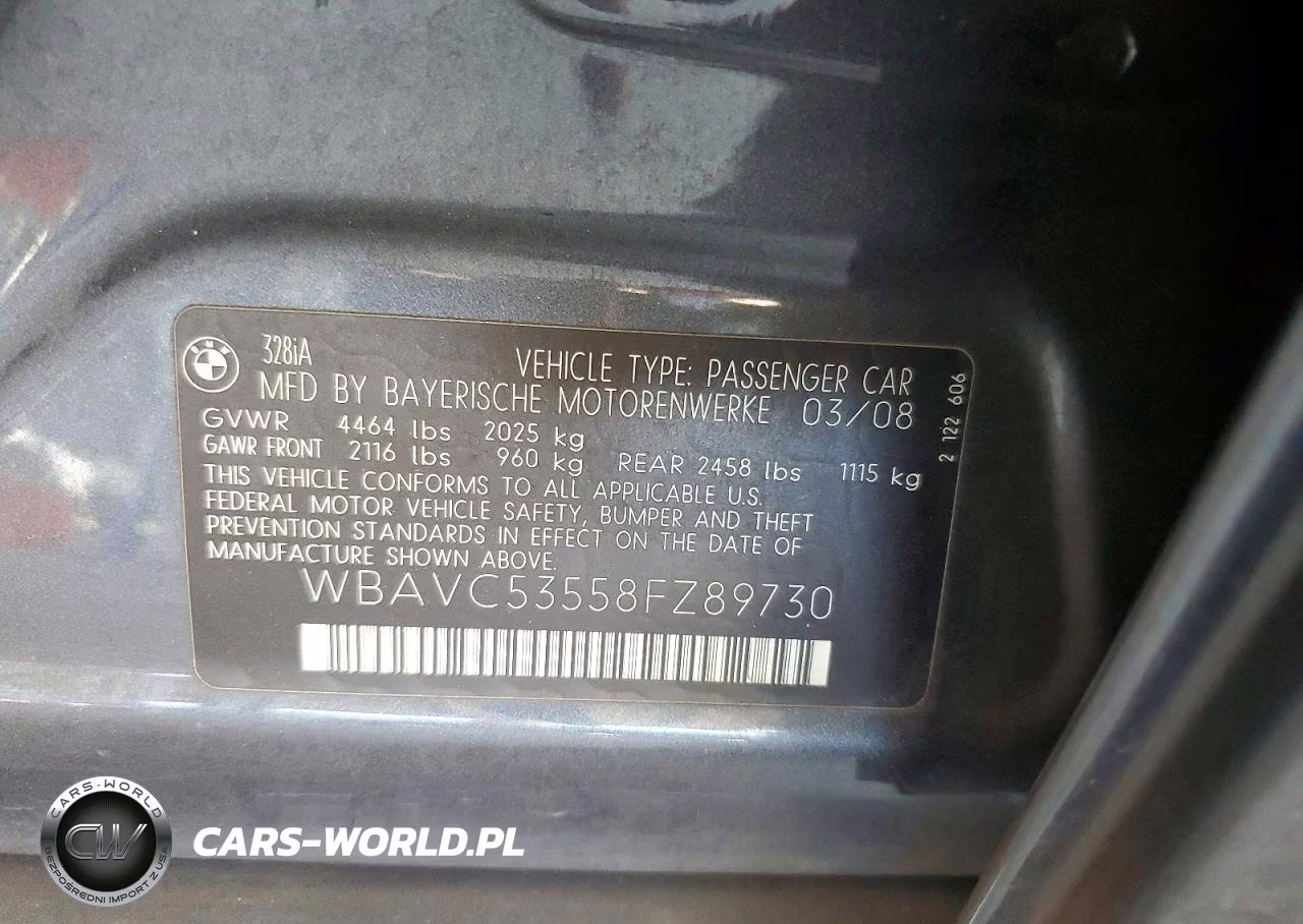 2008 BMW 328 I Sulev VIN:WBAVC53558FZ89730 - 12