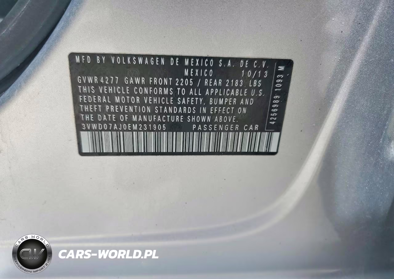 2014 Volkswagen Jetta Se VIN:3VWD07AJ0EM231905 - 12