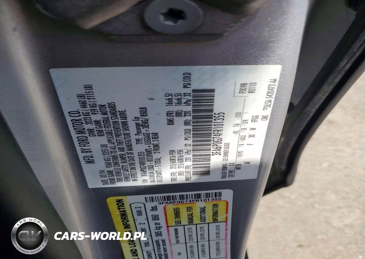 2015 Ford Fusion S VIN:3FA6P0G74FR101355 - 12
