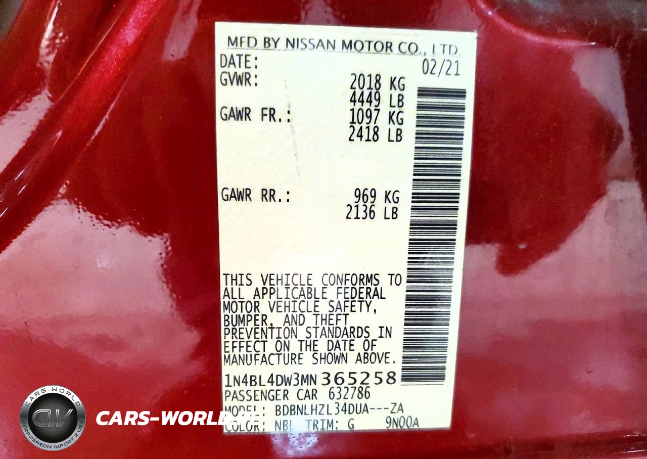 2021 Nissan Altima Sv VIN:1N4BL4DW3MN365258 - 12