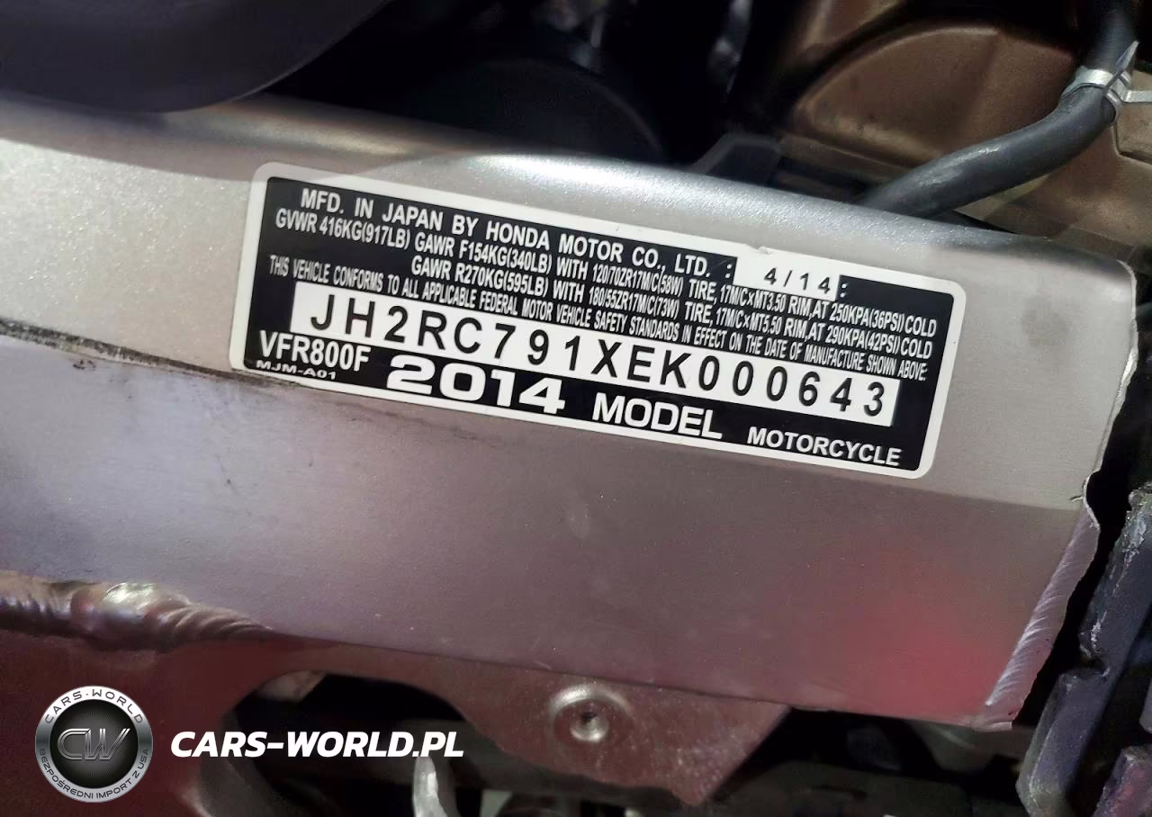 2014 Honda Vfr800 F VIN:JH2RC791XEK000643 - 9