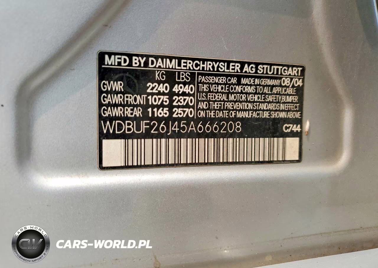 2005 Mercedes-Benz E 320 Cdi VIN:WDBUF26J45A666208 - 12