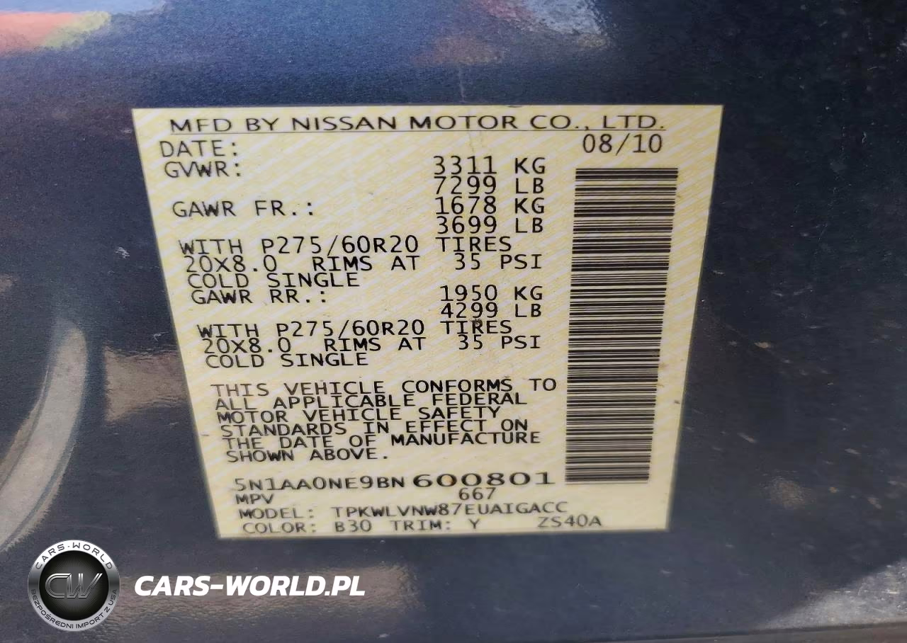 2011 Nissan Armada Platinum VIN:5N1AA0NE9BN600801 - 13