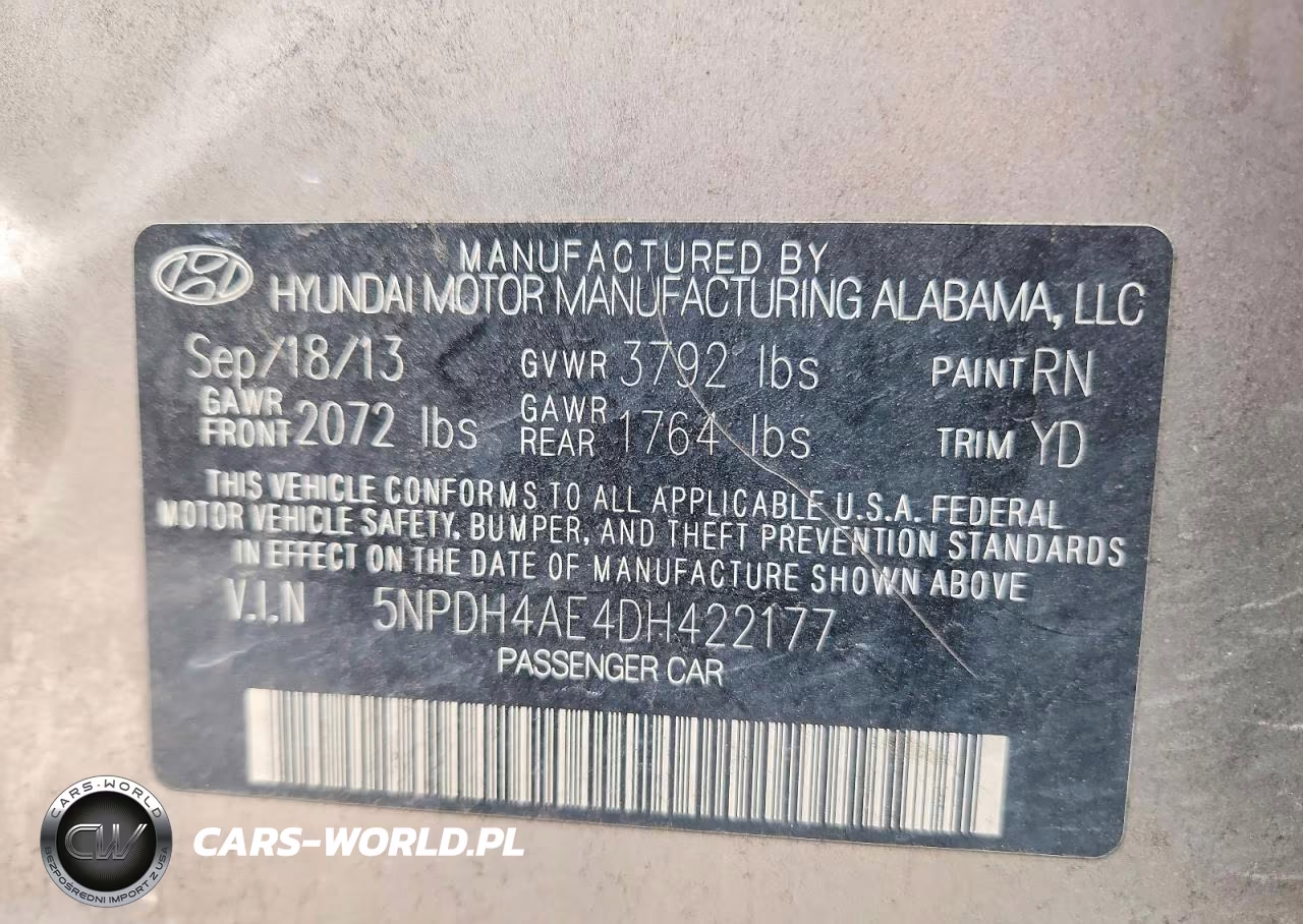 2013 Hyundai Elantra Gls VIN:5NPDH4AE4DH422177 - 12
