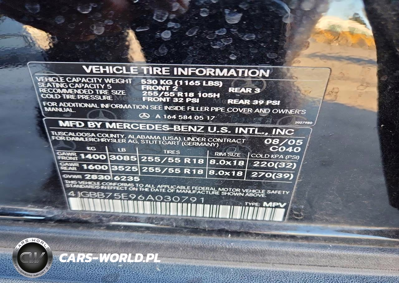 2006 Mercedes-Benz Ml 500 VIN:4JGBB75E96A030791 - 13