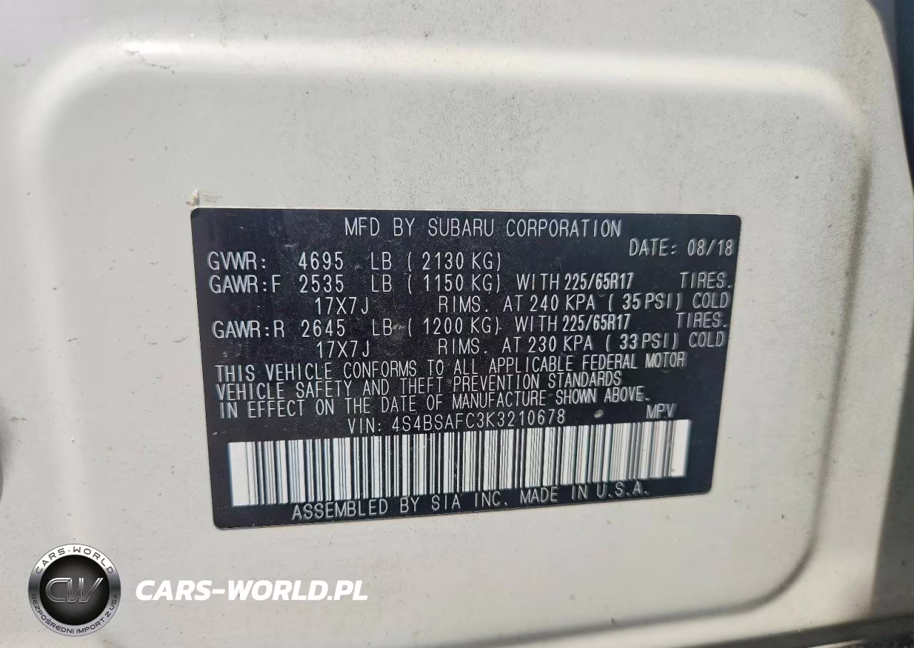 2019 Subaru Outback 2.5I Premium VIN:4S4BSAFC3K3210678 - 13