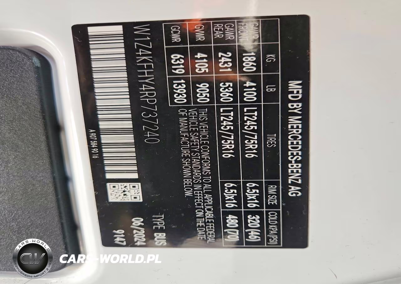 2024 Mercedes-Benz Sprinter 2500 VIN:W1Z4KFHY4RP737240 - 14