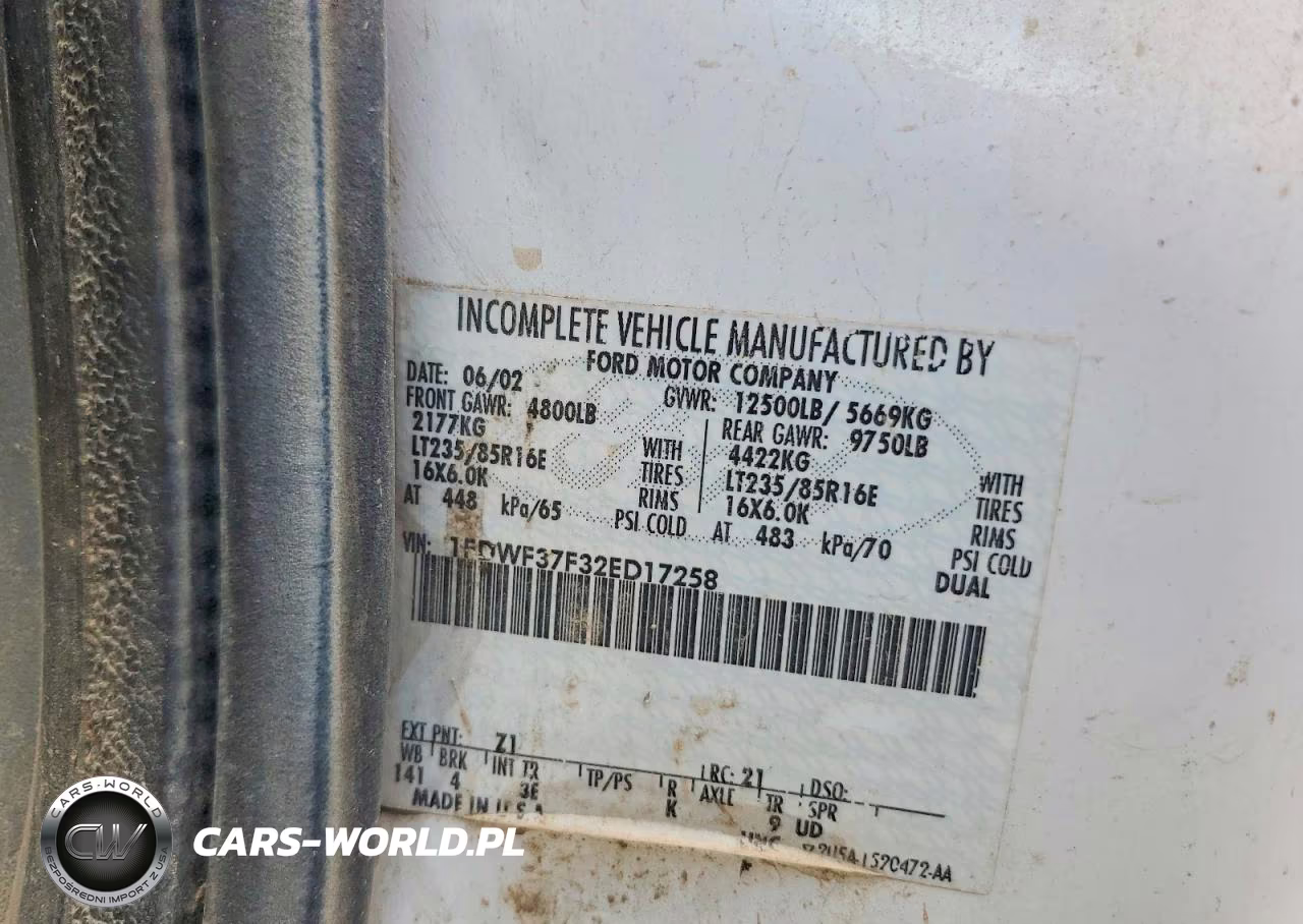 2002 Ford F350 Super Duty VIN:1FDWF37F32ED17258 - 12