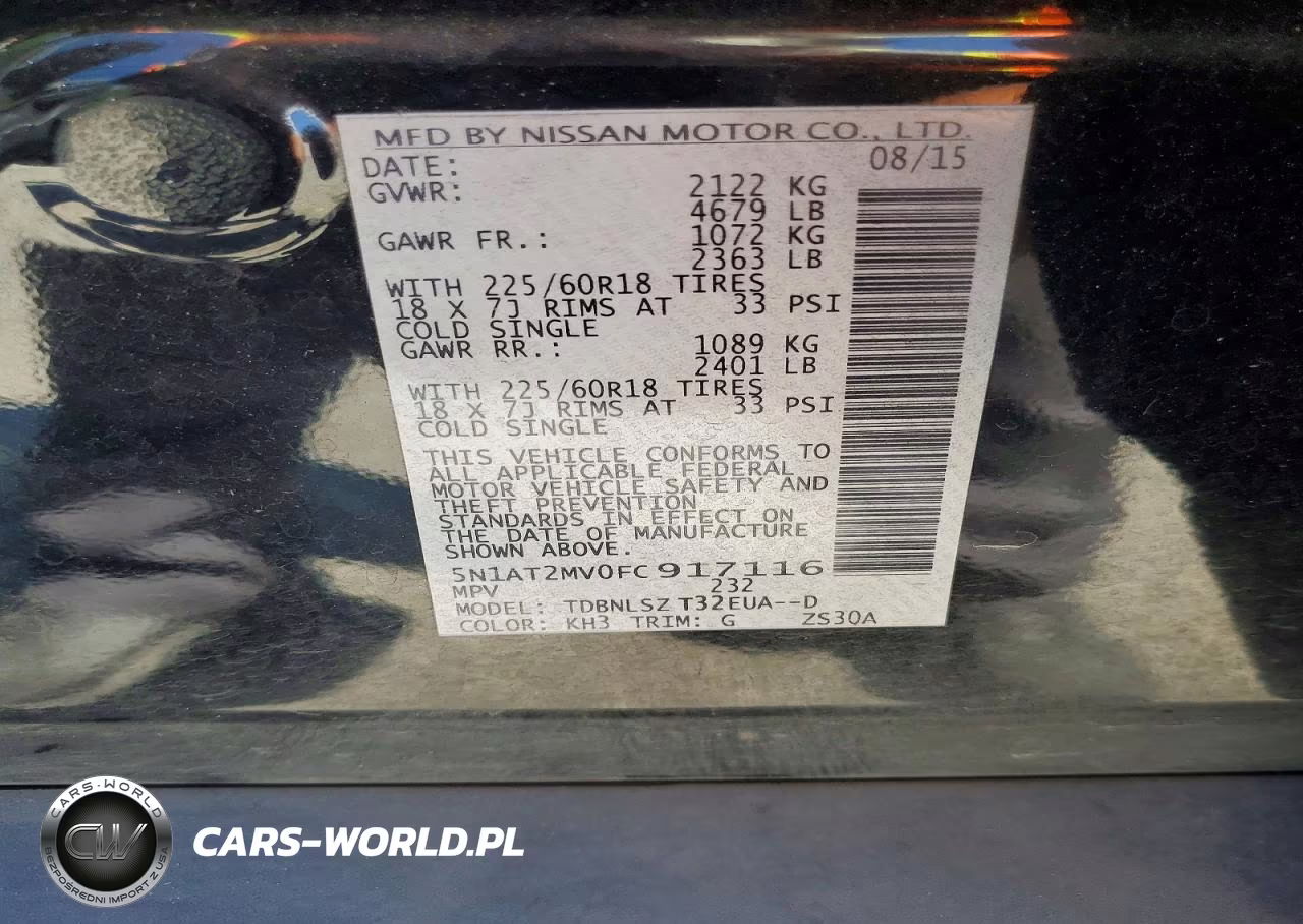 2015 Nissan Rogue Sl VIN:5N1AT2MV0FC917116 - 13