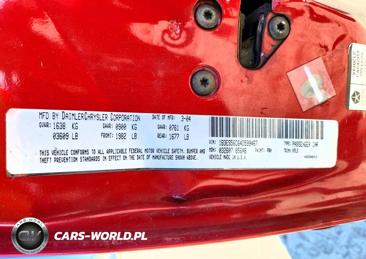 2004 Dodge Neon Sxt VIN:1B3ES56C64D599467 - 12