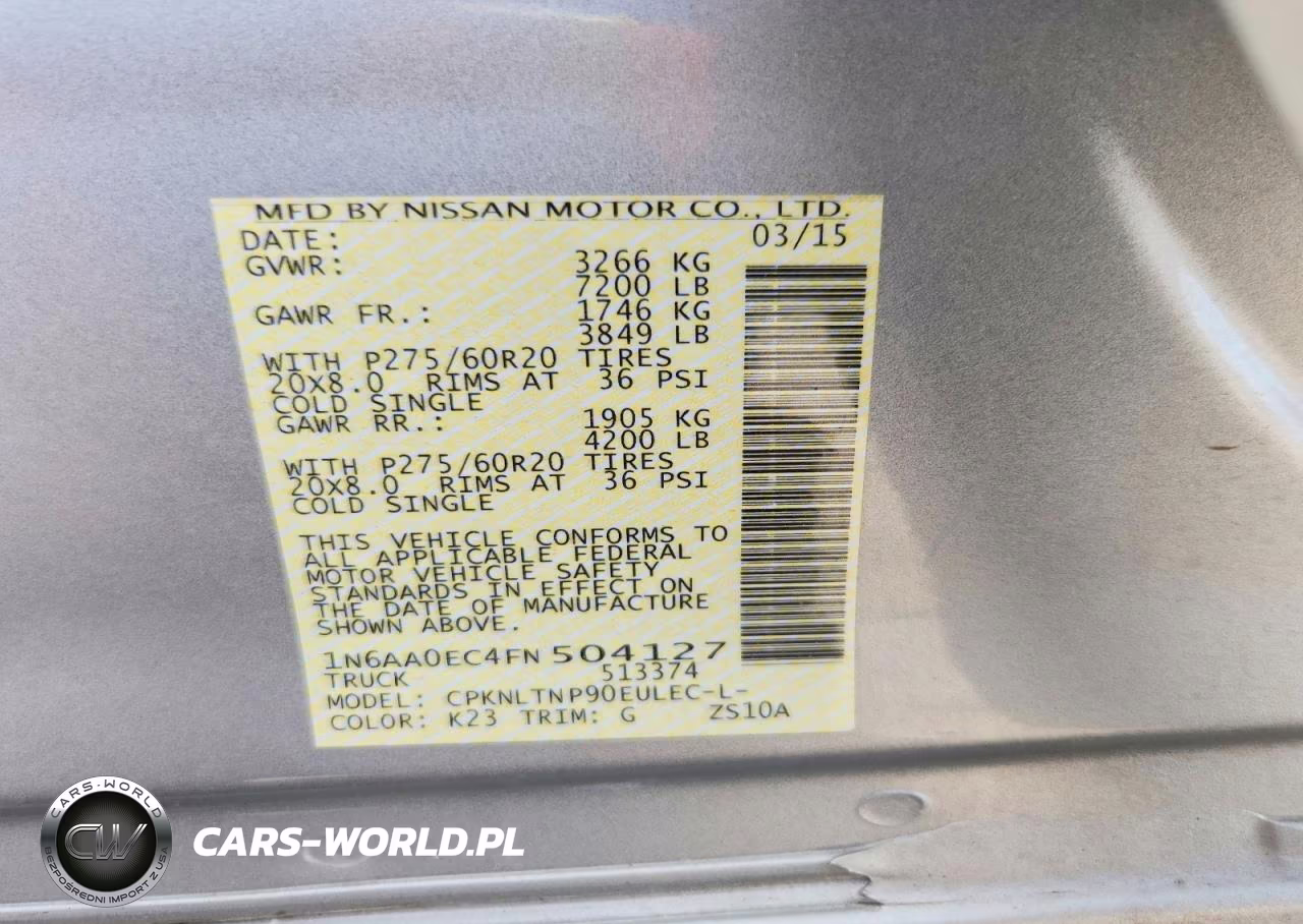 2015 Nissan Titan Sv VIN:1N6AA0EC4FN504127 - 12