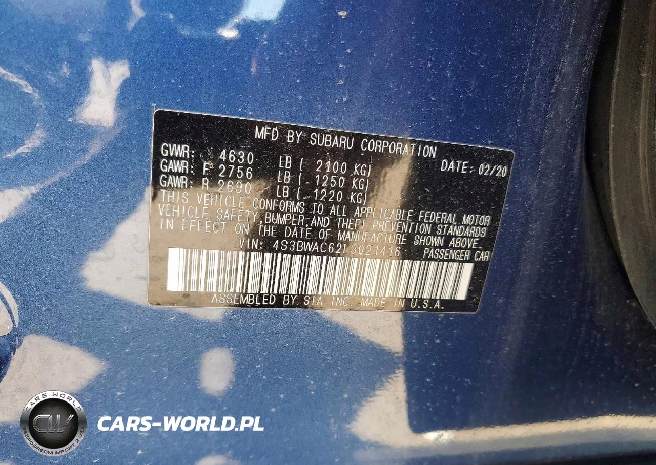 2020 Subaru Legacy Premium VIN:4S3BWAC62L3021416 - 12