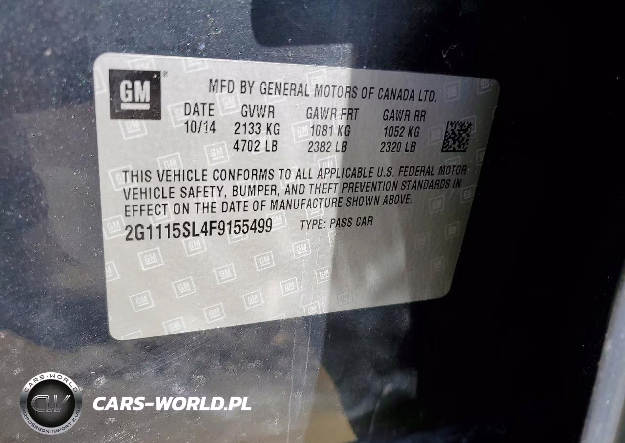 2015 Chevrolet Impala Lt VIN:2G1115SL4F9155499 - 12