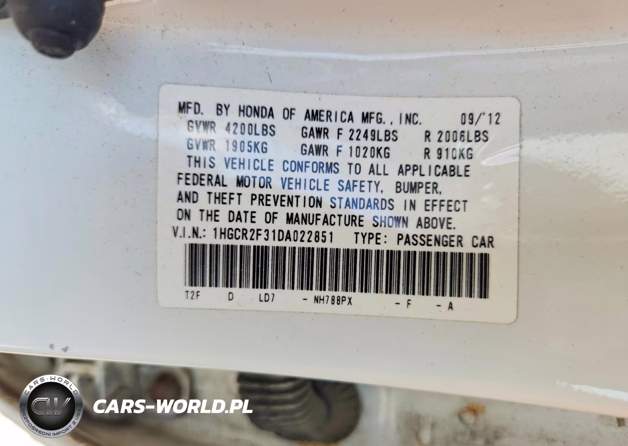 2013 Honda Accord Lx VIN:1HGCR2F31DA022851 - 13
