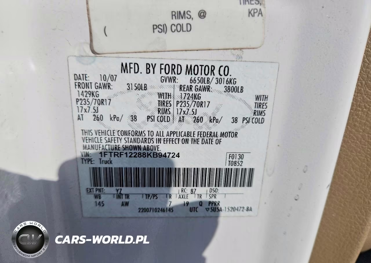 2008 Ford F150 VIN:1FTRF12288KB94724 - 12