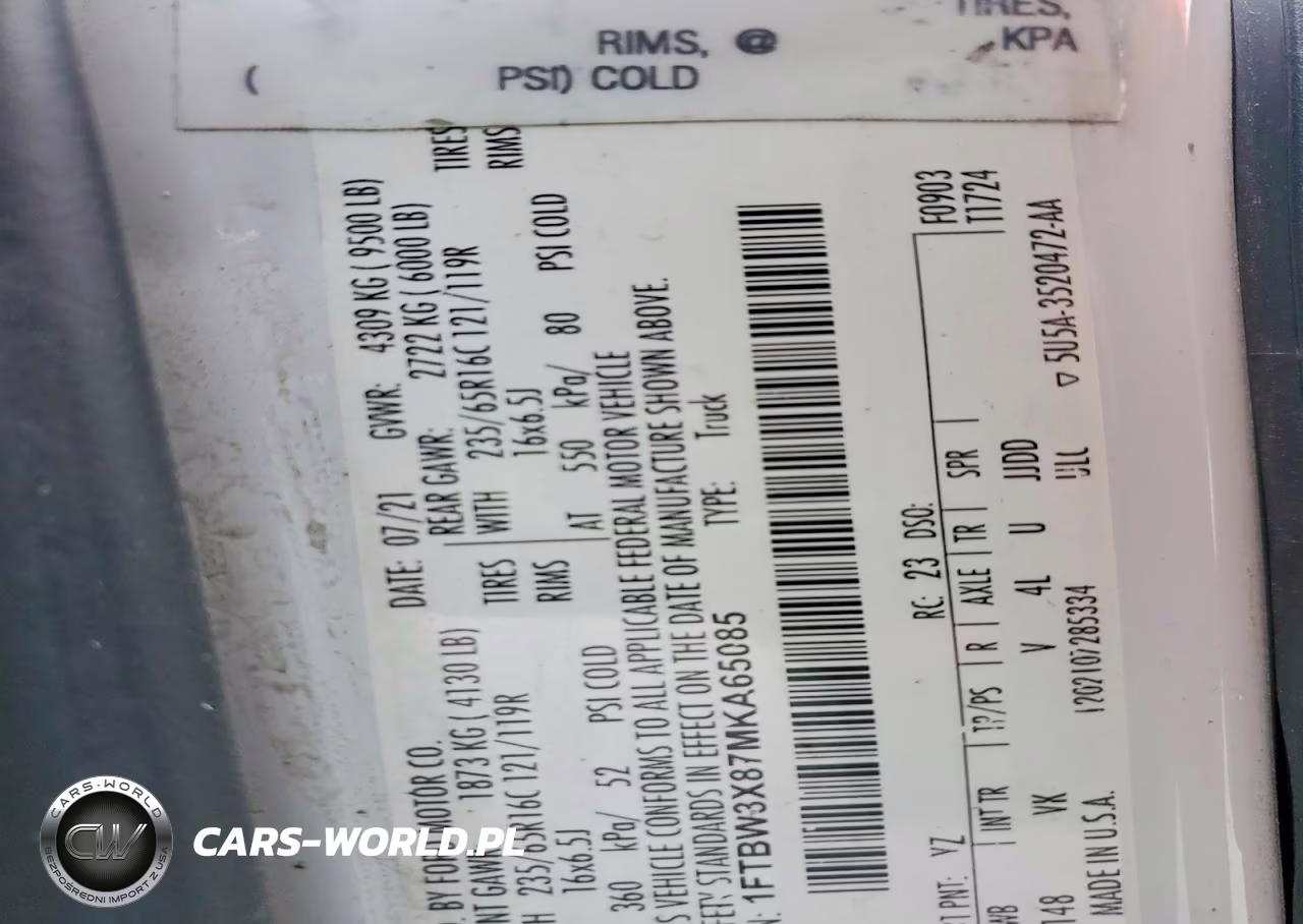 2021 Ford Transit T-350 Delivery Van VIN:1FTBW3X87MKA65085 - 13
