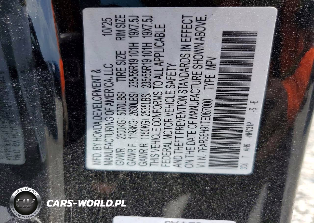 2026 Honda Cr-V Hybrid Awd Sport Touring VIN:7FARS6H91TE067000 - 12