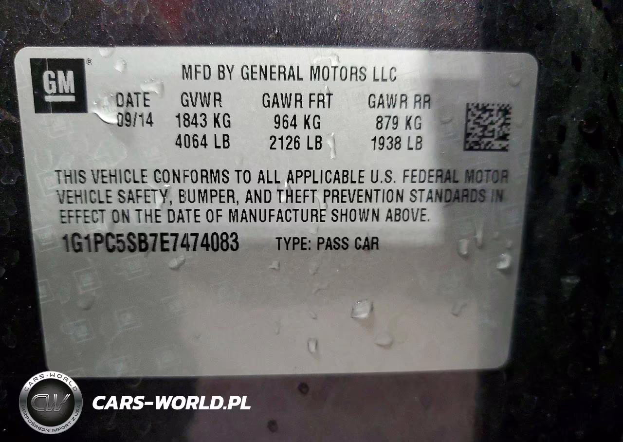 2014 Chevrolet Cruze Lt VIN:1G1PC5SB7E7474083 - 12