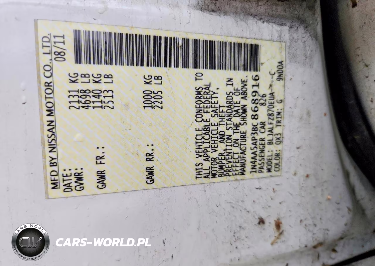 2011 Nissan Maxima 3.5 S VIN:1N4AA5AP3BC868916 - 12