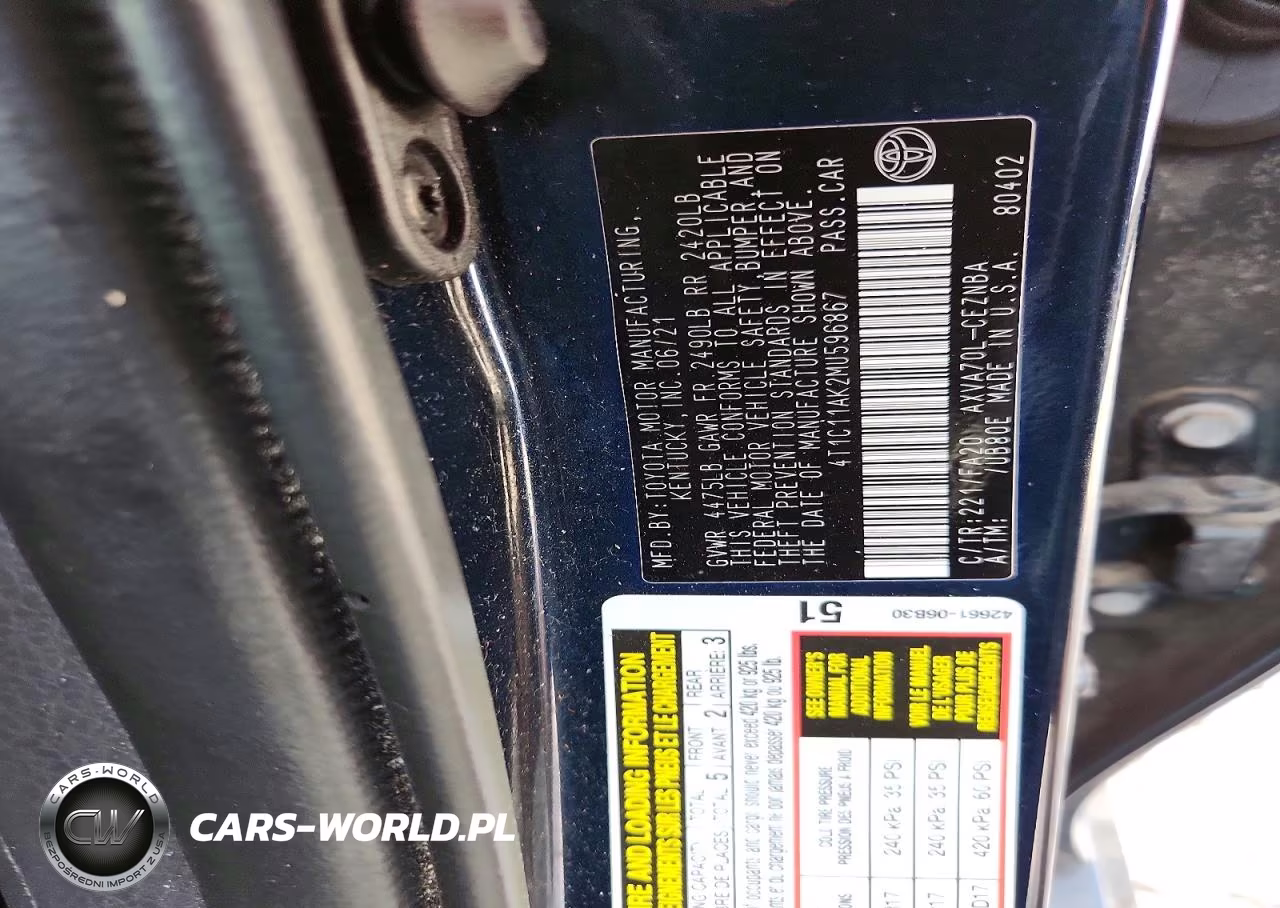 2021 Toyota Camry Le VIN:4T1C11AK2MU596867 - 12