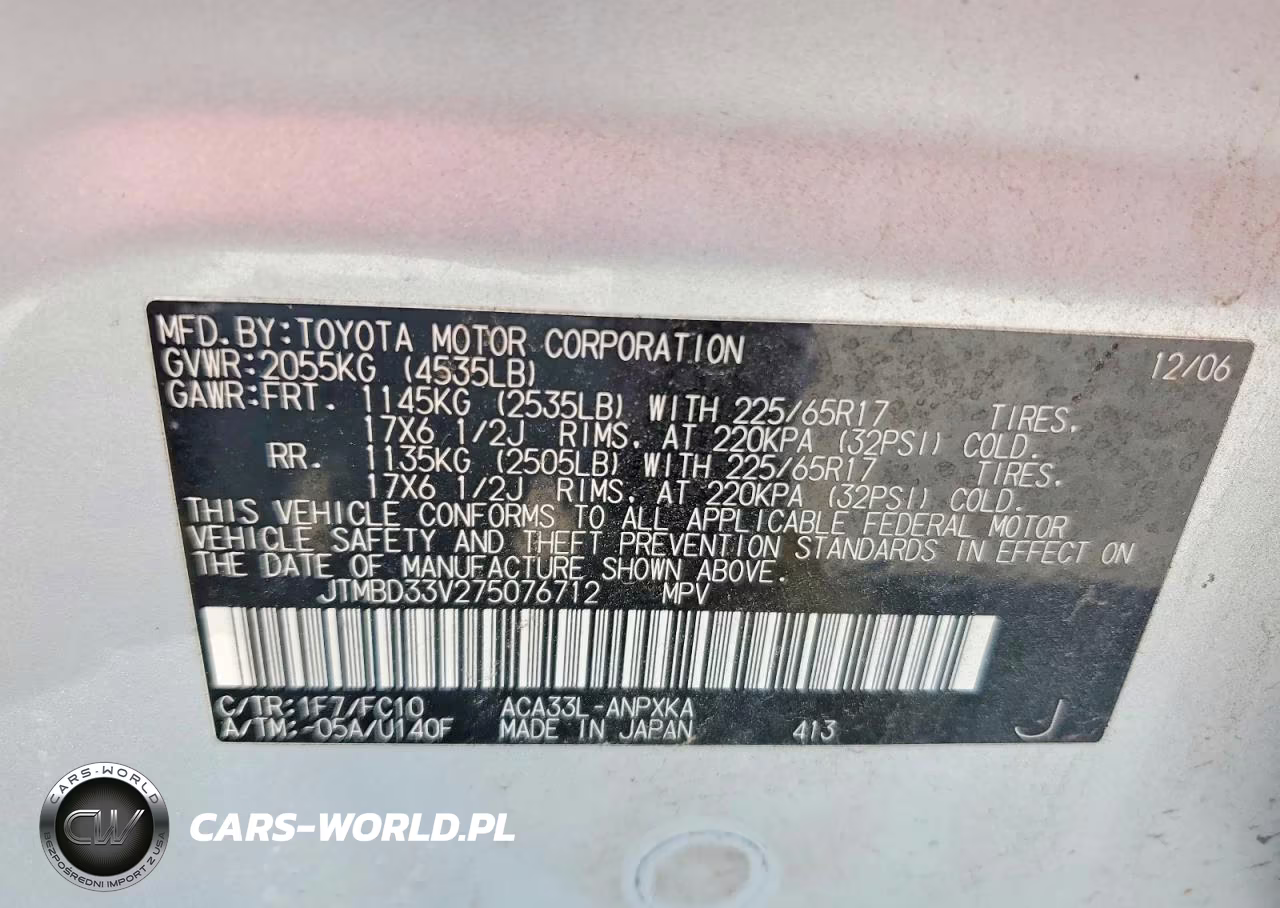 2007 Toyota Rav4 Base VIN:JTMBD33V275076712 - 13