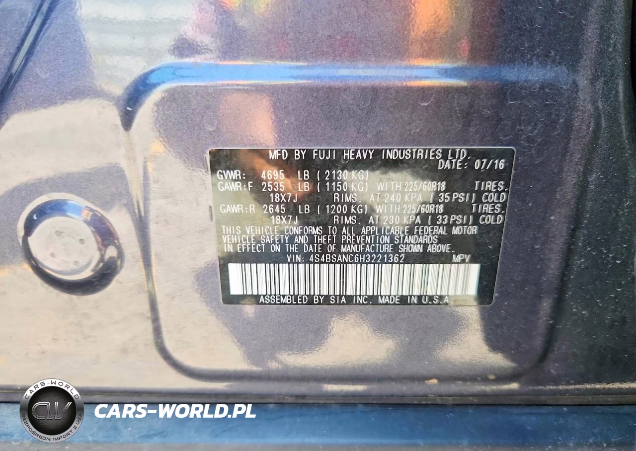 2017 Subaru Outback 2.5I Limited VIN:4S4BSANC6H3221362 - 14