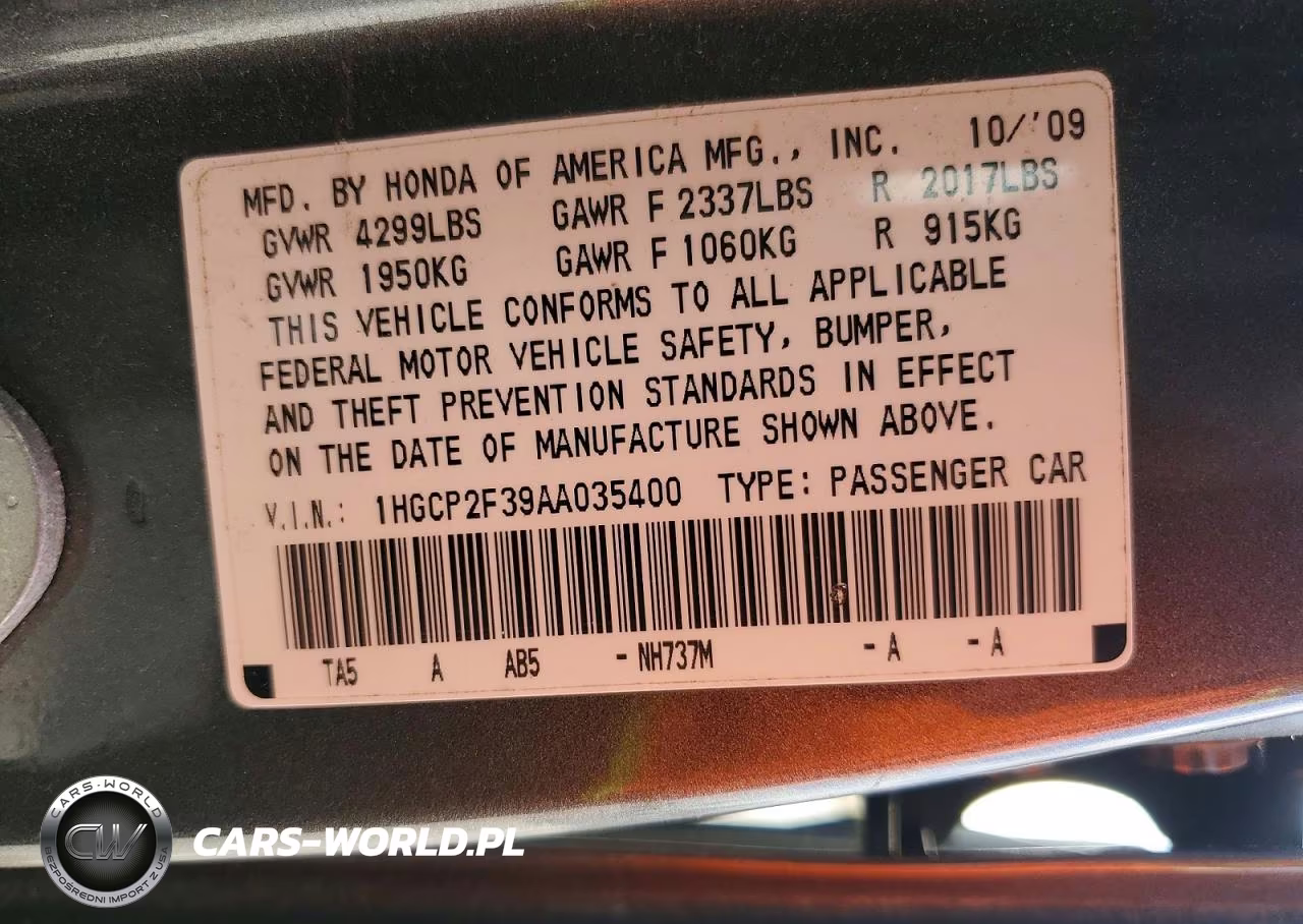 2010 Honda Accord Lx VIN:1HGCP2F39AA035400 - 12