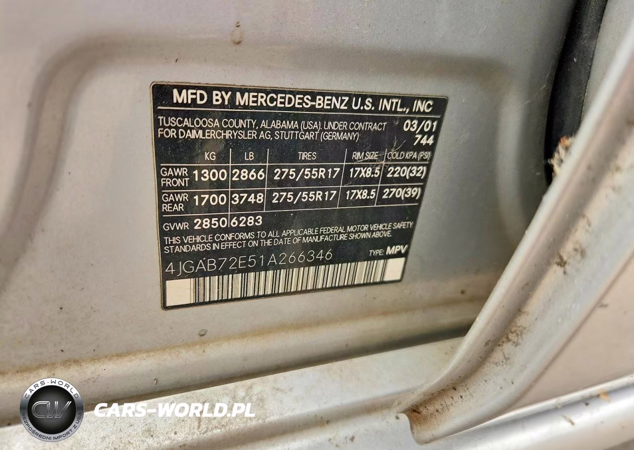 2001 Mercedes-Benz Ml 430 VIN:4JGAB72E51A266346 - 13