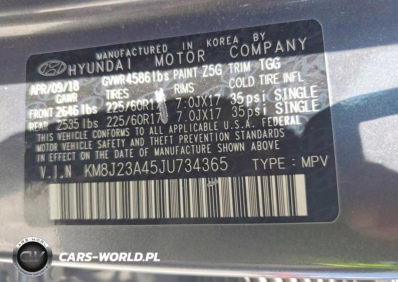 2018 Hyundai Tucson Se VIN:KM8J23A45JU734365 - 12